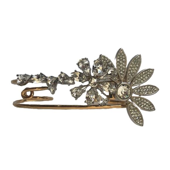 Burberry Half Daisy‎ Double Finger Ring Metal with Crystals Gold L New - Picture 1 of 11